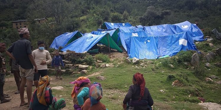 पहिरो प्रकोपले हिमाली गाउँपालिका ४ बोर्ताका १ सय १३ घरपरिवार विस्थापित