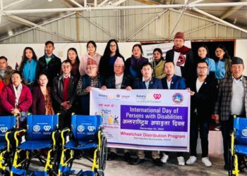 रोटरी क्लब अफ धुलिखेलद्वारा नमोबुद्ध नगरपालिकालाई ह्वील चियर हस्तान्तरण