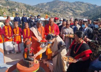 राष्ट्रपति बिद्यादेवी भण्डारीद्धारा नालामा नवनिर्मित नेपालमै पहिलो दश अवतार ब्रह्माको अनावरण