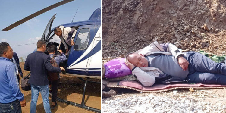 स्वास्थ्यमा समस्या आएपछि वडा अध्यक्ष जिम्बालाइ हेलिकप्टर मार्फत काठमाण्डौ लगियो