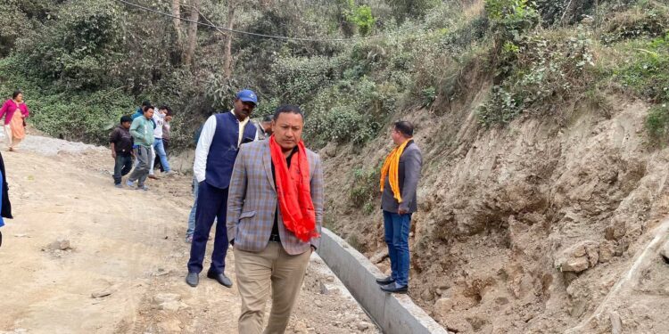 सांसद तीर्थ लामाद्धारा अरनिको राजमार्ग देखि रबि दोभान सडकको स्थलगत अवलोकन