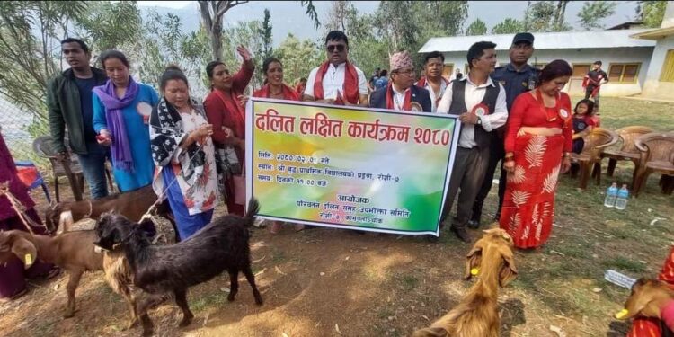 रोशी ७ मा “दलित लक्षित कार्यक्रम“ अन्तर्गत बाख्रा वितरण