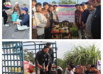 दशैंमा विपन्न परिवारलाई नेपाल तरुण दलको खाद्यान्न सहयोग