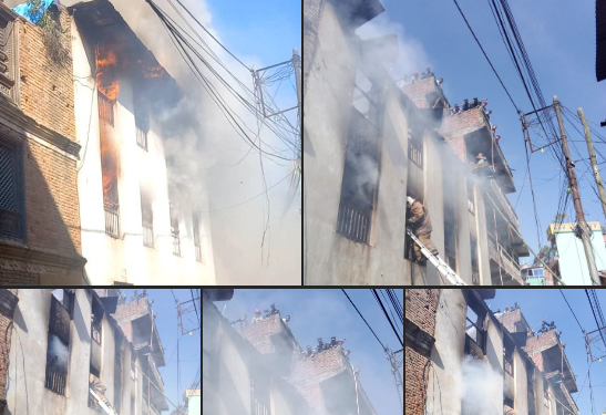 साँगामा खाना पकाउने ग्याँस लिक हुँदा आगलागी