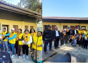 नमोबुद्ध–६ स्थित भगवती प्रा.वि का विद्यार्थीलाई शैक्षिक सामाग्री र न्यानो कपडा वितरण