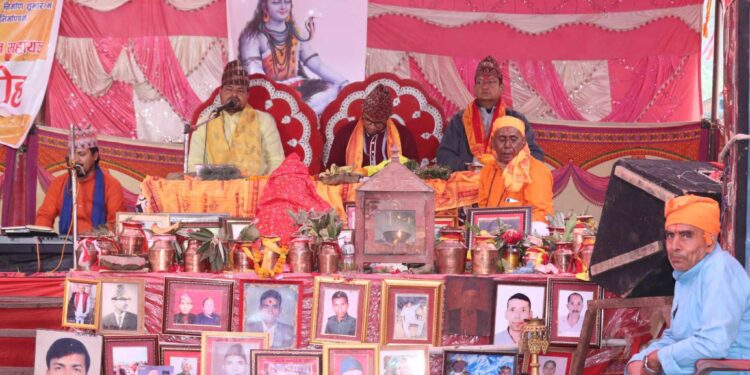 महादेव मन्दिर निर्माणार्थ चरंगेफेदीमा शिवपुराण धान्याञ्चल ज्ञान महायज्ञ