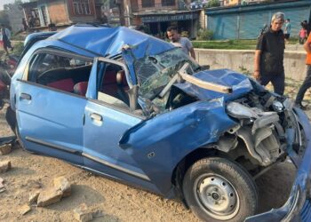 साँगामा चारवटा सवारी एकसाथ ठोक्किएर दुर्घटना हुँदा २ जना घाईते