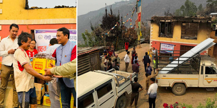 रोशी–४ महादेवटारका अग्नी पीडितलाई रोशी उद्योग वाणिज्य संघको सहयोग
