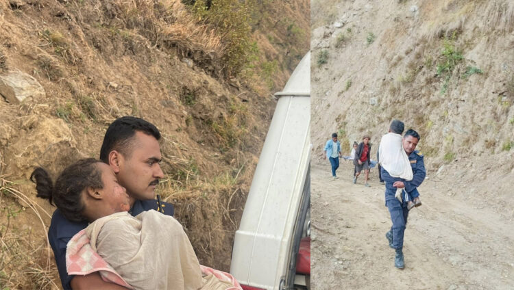 रोशीमा आगलागीबाट घाइते वालवालिकाहरुको प्रहरीले गर्यो उद्धार