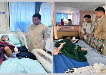 आगोलागीमा घाईते बालबालिकाको स्वास्थ्य अवस्था बुझ्न अध्यक्ष लामा अस्पतालमा