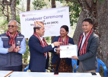 रोशीमा बाढिले बगाएको आधारभूत अस्पतालको नवनिर्मित अस्थायी भवन हस्तान्तरण