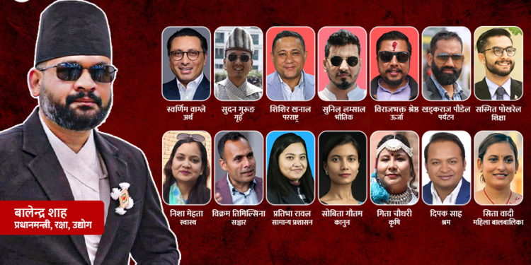 यस्तो छ प्रधानमन्त्री बालेन्द्र शाह (बालेन) सहित १५ सदस्यीय मन्त्रिपरिषद